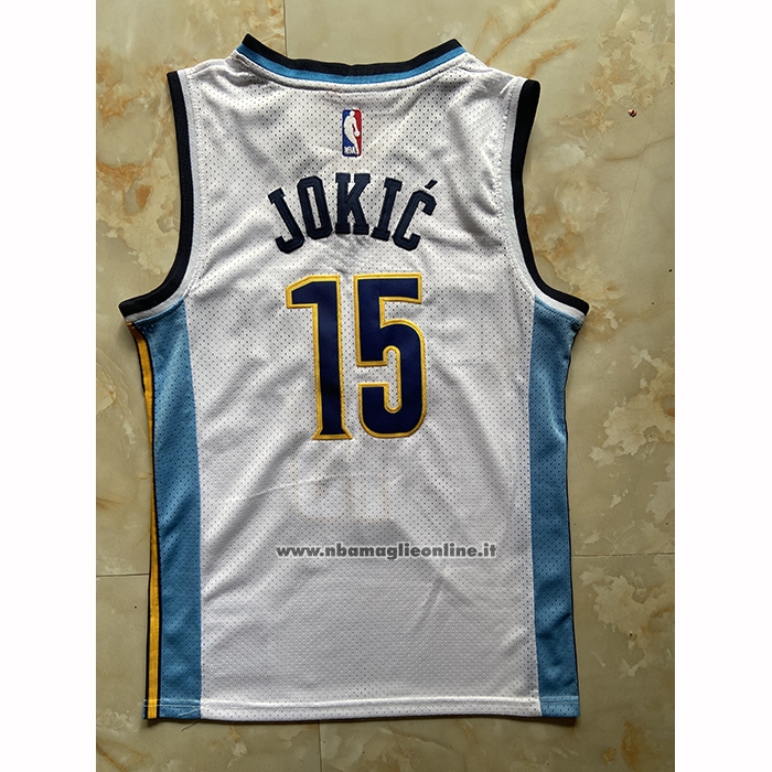 Maglia Denver Nuggets Nikola Jokic No 15 Mitchell & Ness 2016-17 Bianco